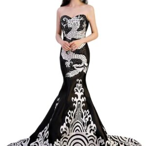 1 Shoulder Annual Party Evening Gown Women's Sequined Atmospheric Banquet Dress