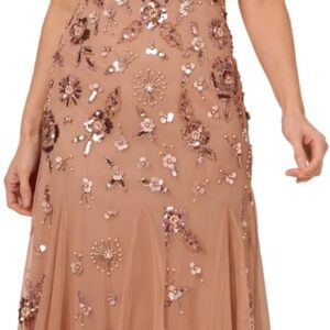 Adrianna Papell Women's Evening Special Occasion Dress Wedding Guest Bride Mother of The Groom, Rose Gold