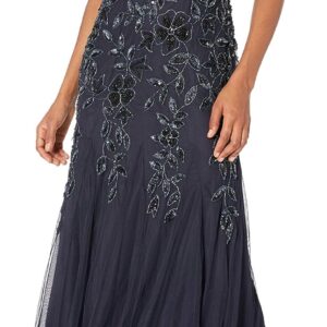 Adrianna Papell Women's Floral Beaded Godet Gown