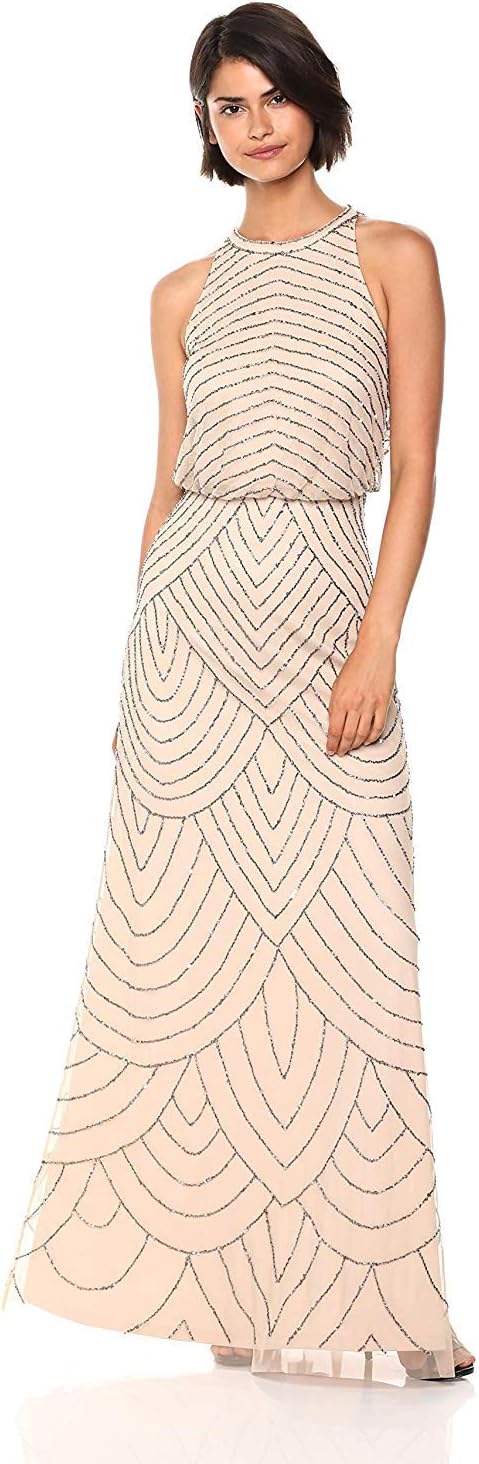 Adrianna Papell Women's Halter Blouson Beaded Gown - Image 10