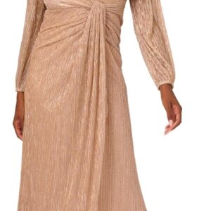 Adrianna Papell Women's Metallic Mesh Draped Gown