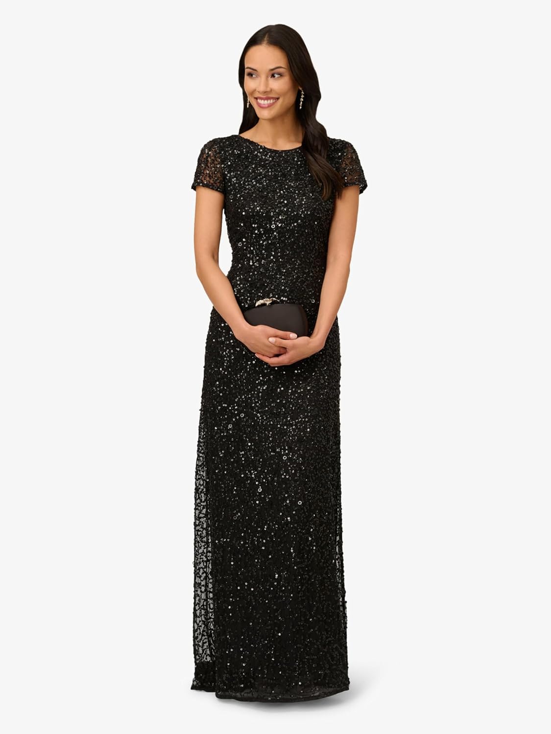 Adrianna Papell Women's Short-Sleeve All Over Sequin Gown - Image 4