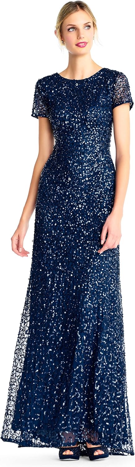 Adrianna Papell Women's Short-Sleeve All Over Sequin Gown - Image 15