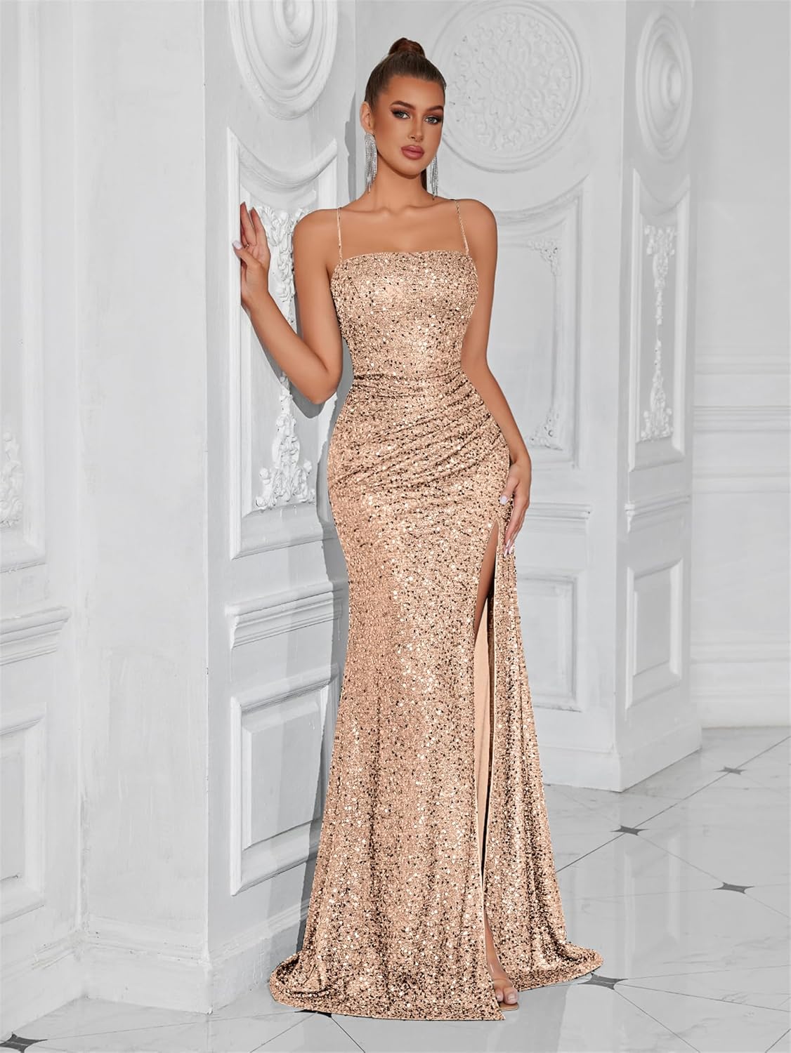 ADYCE Elegant Evening Dress Women Party Long Formal Dress Sequined Strap Ladies Gown Bodycon Floor Length Female Outfits - Image 2