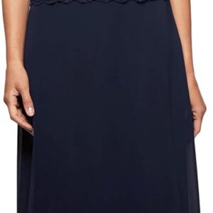 Alex Evenings Women's 3\/4 Sleeve Stretch Lace Bodice Mock One Piece Gown