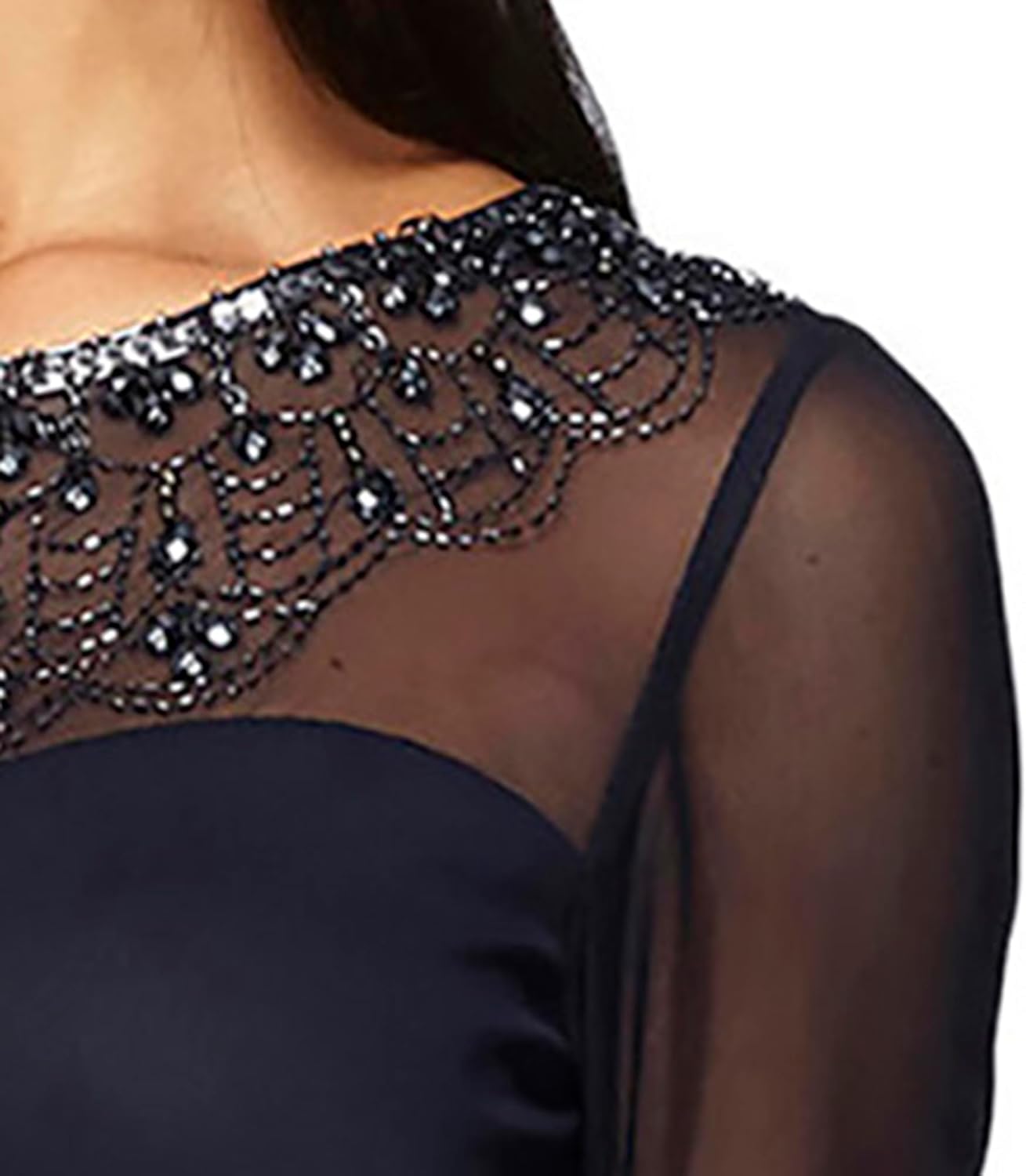 Alex Evenings Women's Long A-line Mother of The Bride Dress with Illusion Neck and Sleeves (Petite and Regular Sizes) - Image 4