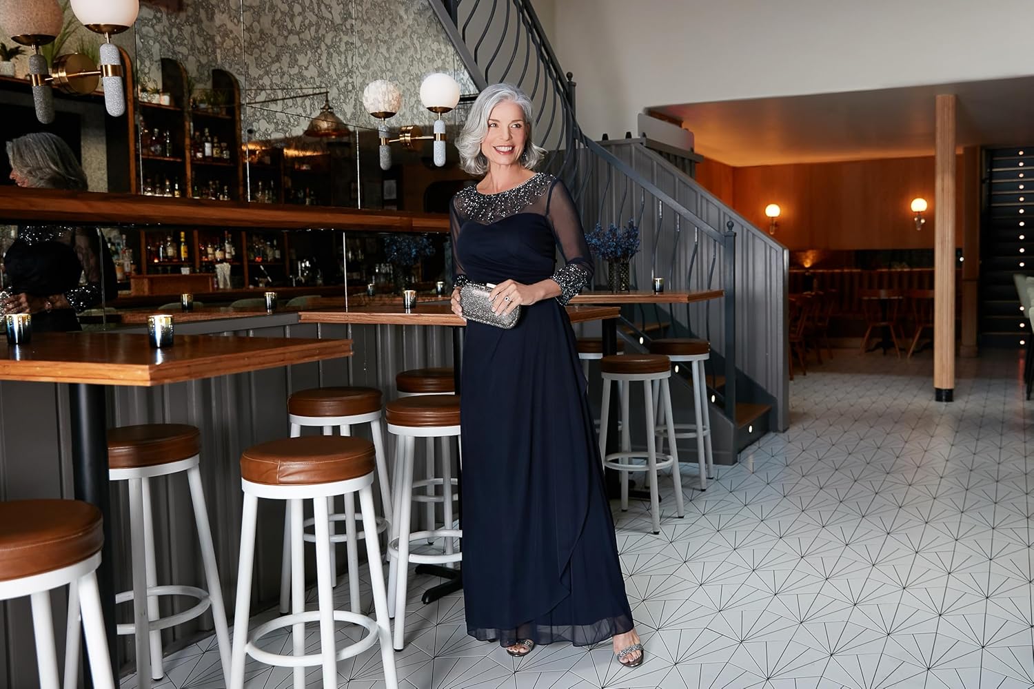 Alex Evenings Women's Long A-line Mother of The Bride Dress with Illusion Neck and Sleeves (Petite and Regular Sizes) - Image 3