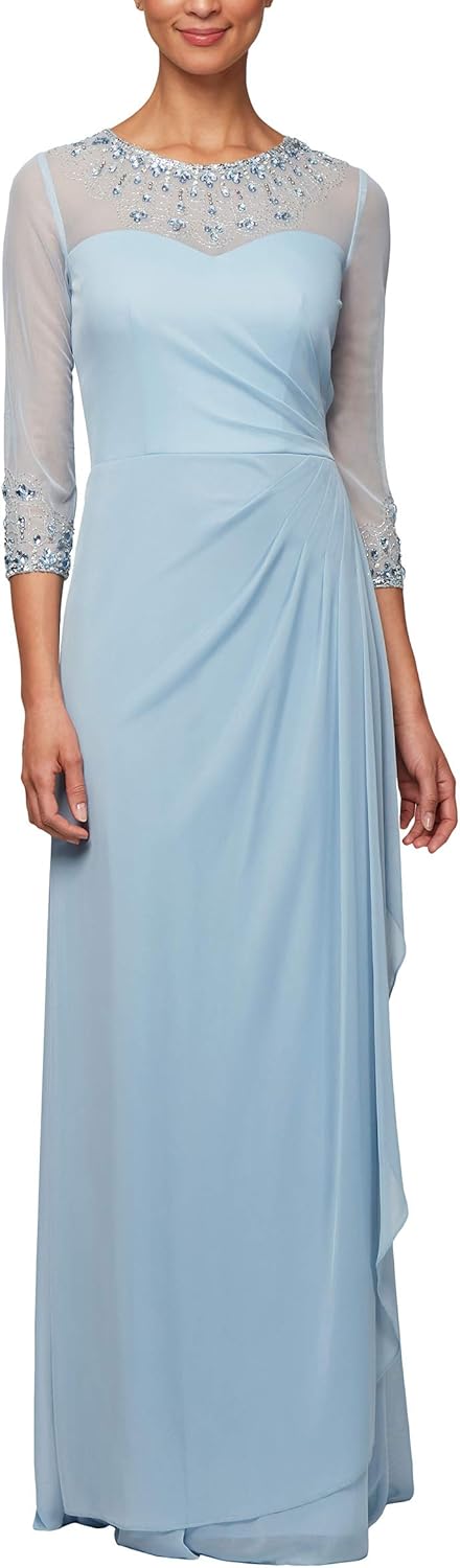Alex Evenings Women's Long A-line Mother of The Bride Dress with Illusion Neck and Sleeves (Petite and Regular Sizes) - Image 13