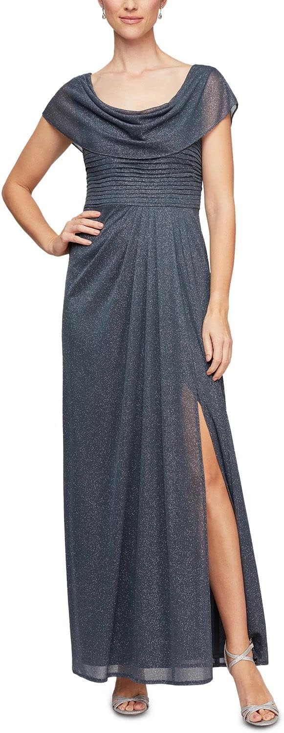 Alex Evenings Women's Long Cowl Neckline Mother of The Bride Dress, Formal Event Gown (Petite and Regular Sizes) - Image 6