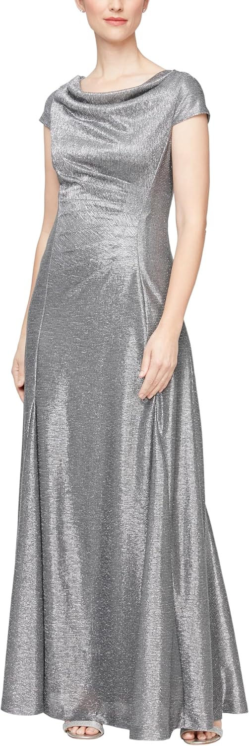 Alex Evenings Women's Long Cowl Neckline Mother of The Bride Dress, Formal Event Gown (Petite and Regular Sizes) - Image 9