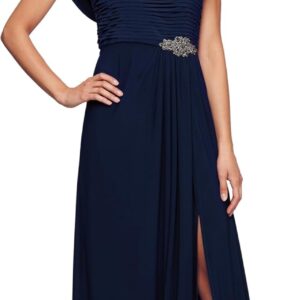 Alex Evenings Women's Long Cowl Neckline Mother of The Bride Dress, Formal Event Gown (Petite and Regular Sizes)