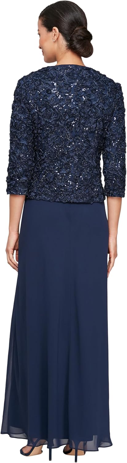Alex Evenings Women's Long Empire Waist, Two Piece Mother of The Bride Dress with Lace Jacket, (Petite and Regular Sizes) - Image 3