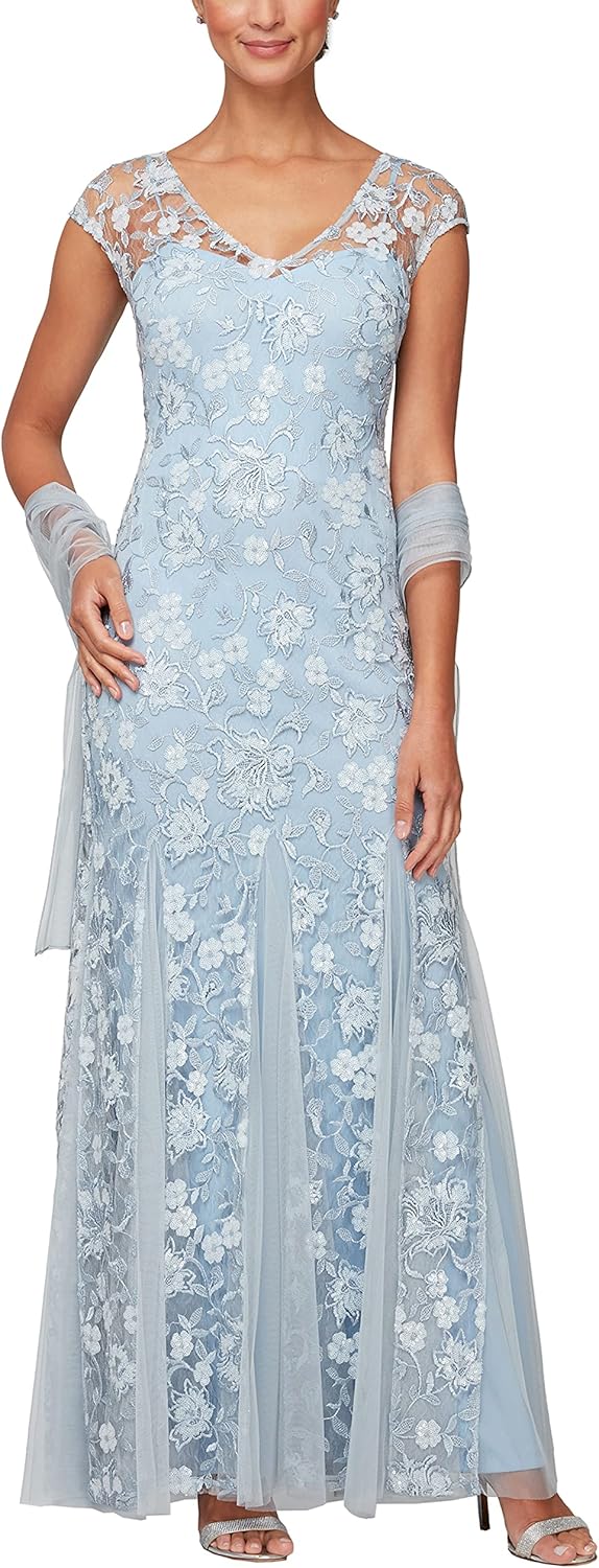 Alex Evenings Women's Long Fit and Flare Mother of The Bride Dress with Godet Detail (Petite and Regular Sizes) - Image 9