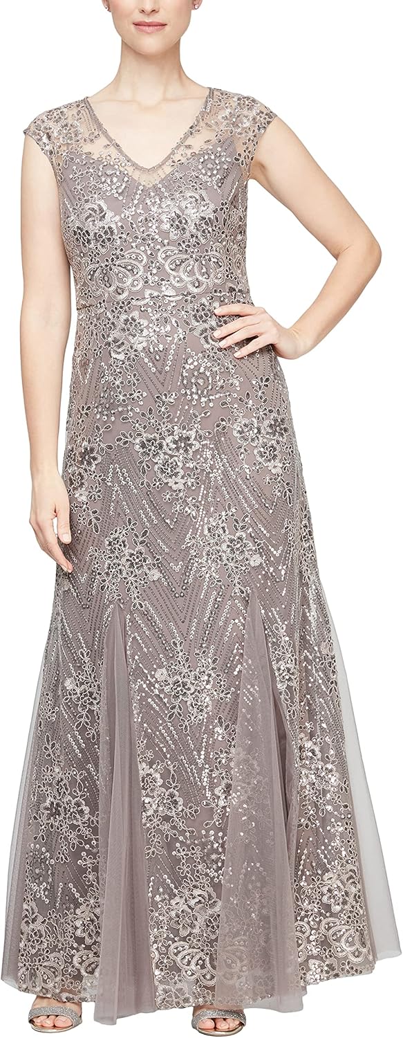 Alex Evenings Women's Long Fit and Flare Mother of The Bride Dress with Godet Detail (Petite and Regular Sizes) - Image 6