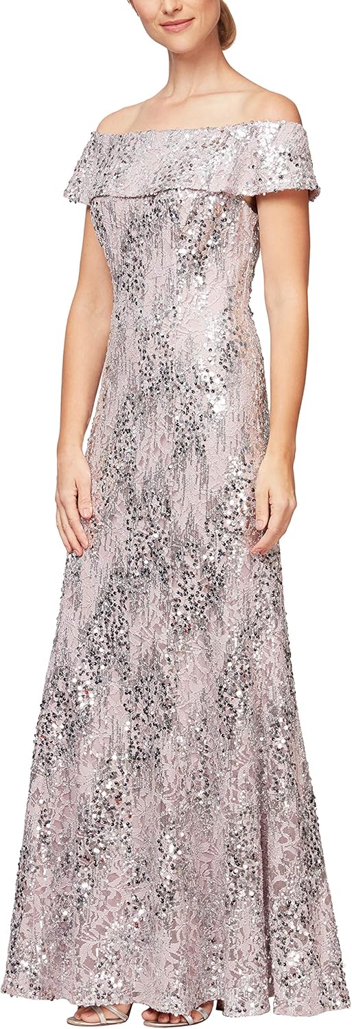 Alex Evenings Women's Long Foldover Off The Shoulder Gown, Formal Event, Mother of The Bride Dress - Image 8