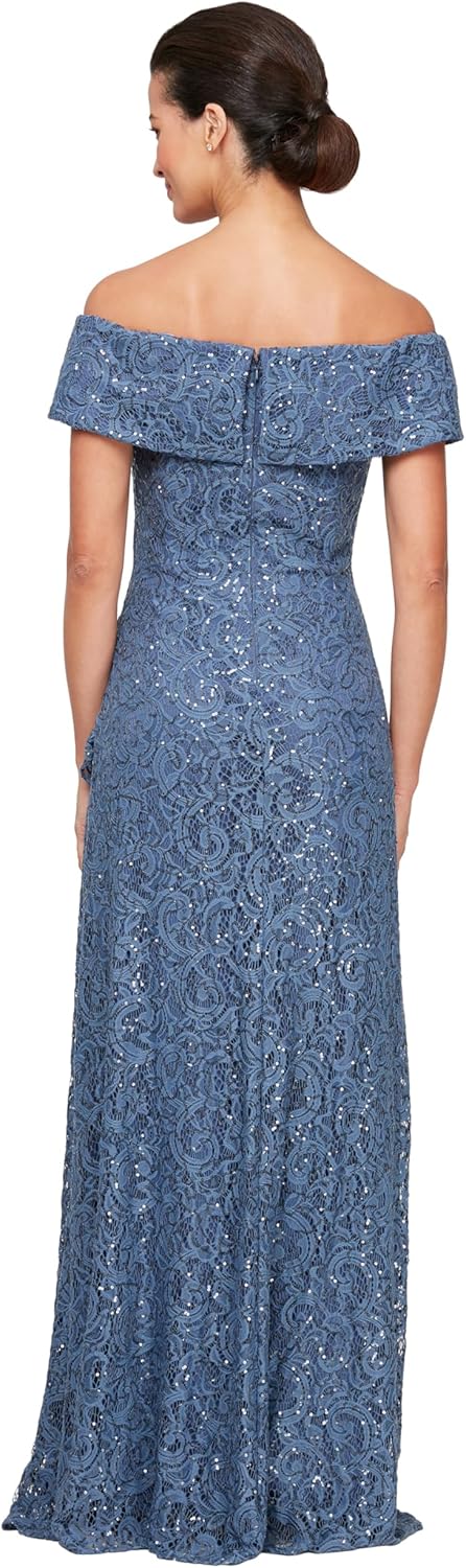 Alex Evenings Women's Long Foldover Off The Shoulder Gown, Formal Event, Mother of The Bride Dress - Image 2