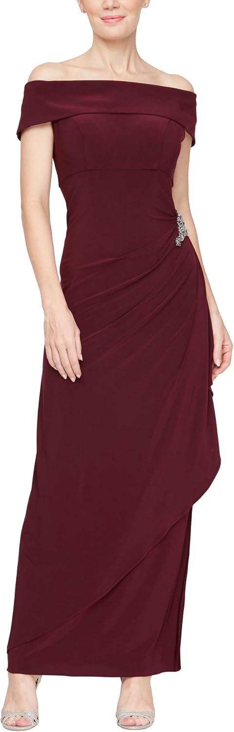 Alex Evenings Women's Long Foldover Off The Shoulder Gown, Formal Event, Mother of The Bride Dress - Image 11