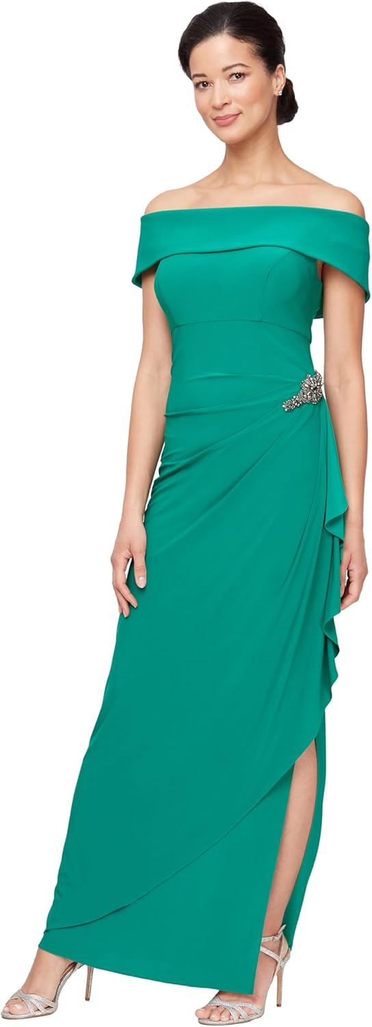 Alex Evenings Women's Long Foldover Off The Shoulder Gown, Formal Event, Mother of The Bride Dress - Image 10