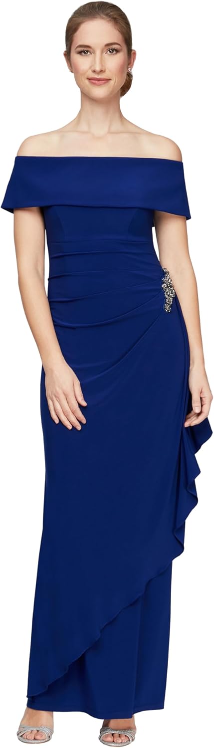 Alex Evenings Women's Long Foldover Off The Shoulder Gown, Formal Event, Mother of The Bride Dress - Image 12