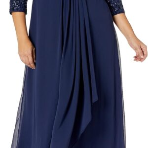 Alex Evenings Women's Long Lace Top Mother of The Bride Dress with Empire Waist (Plus Size)