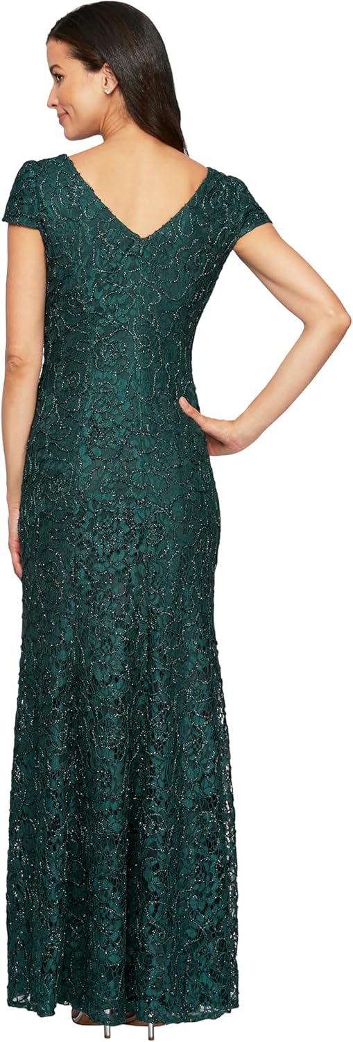 Alex Evenings Women's Long Rosette Mother of The Bride Dress with Short Sleeves, Wedding Guest (Petite and Regular Sizes) - Image 2