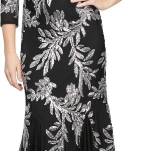 Alex Evenings Women's Long Sequin Dresses with ¾ Sleeves