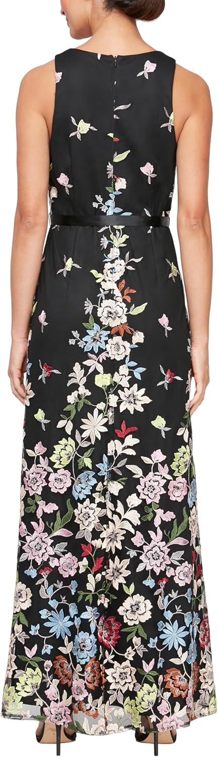 Alex Evenings Women's Long Sleeveless Embroidered A-line Dress - Image 2