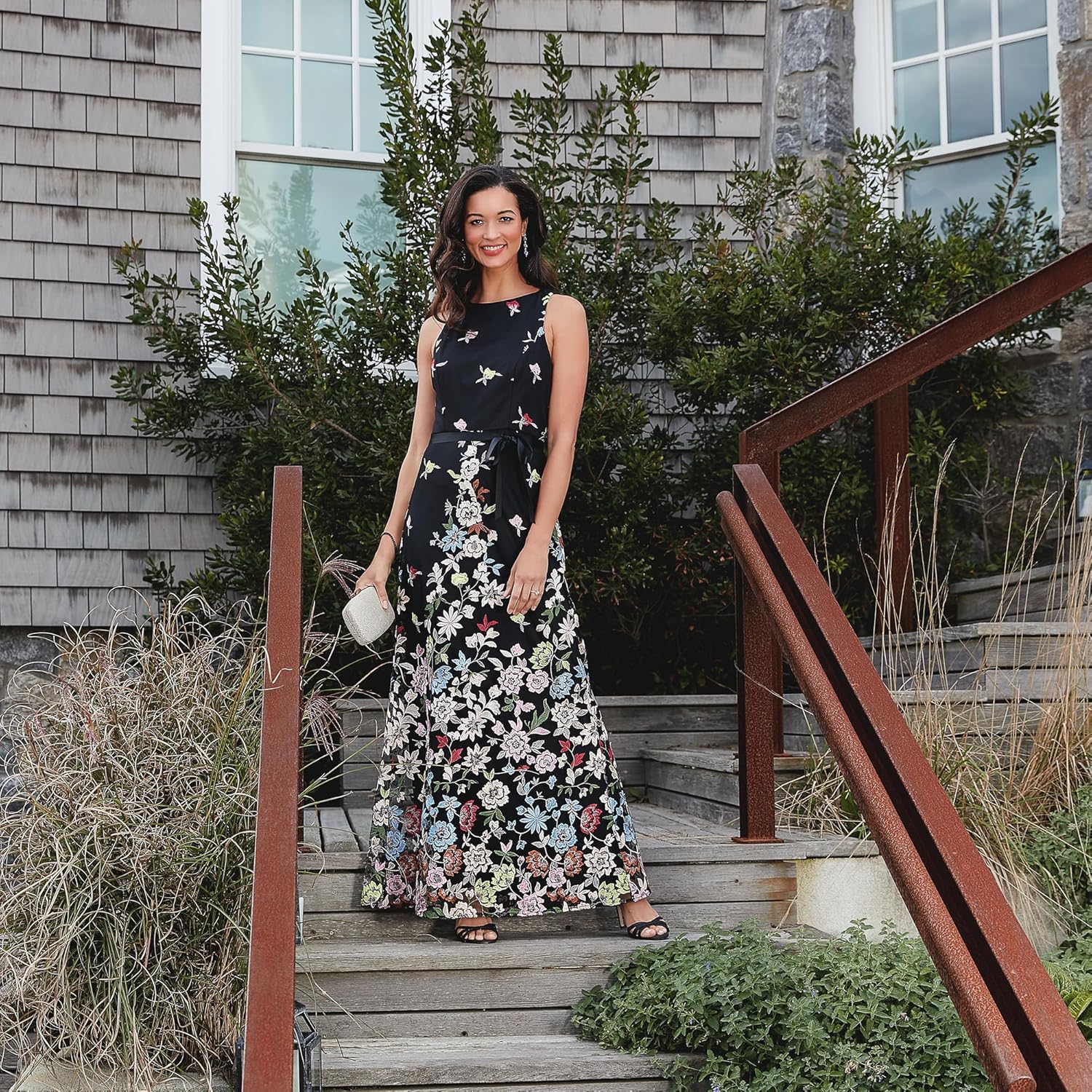 Alex Evenings Women's Long Sleeveless Embroidered A-line Dress - Image 4