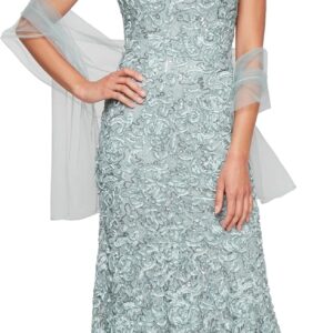 Alex Evenings Women's Long Sleeveless Mother of The Bride Dress with Shawl (Petite and Regular Sizes)