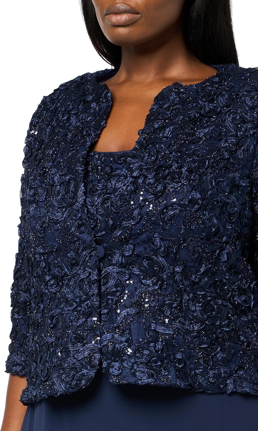 Alex Evenings womens Plus Size Long Empire Waist, Two Piece Mother of the Bride Dress With Lace Jacket - Image 3