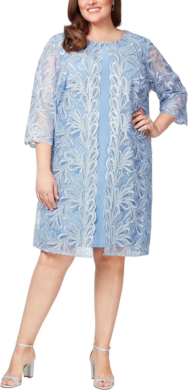 Alex Evenings Women's Plus Size Midi Scoop Neck Shift Dress with Jacket - Image 15