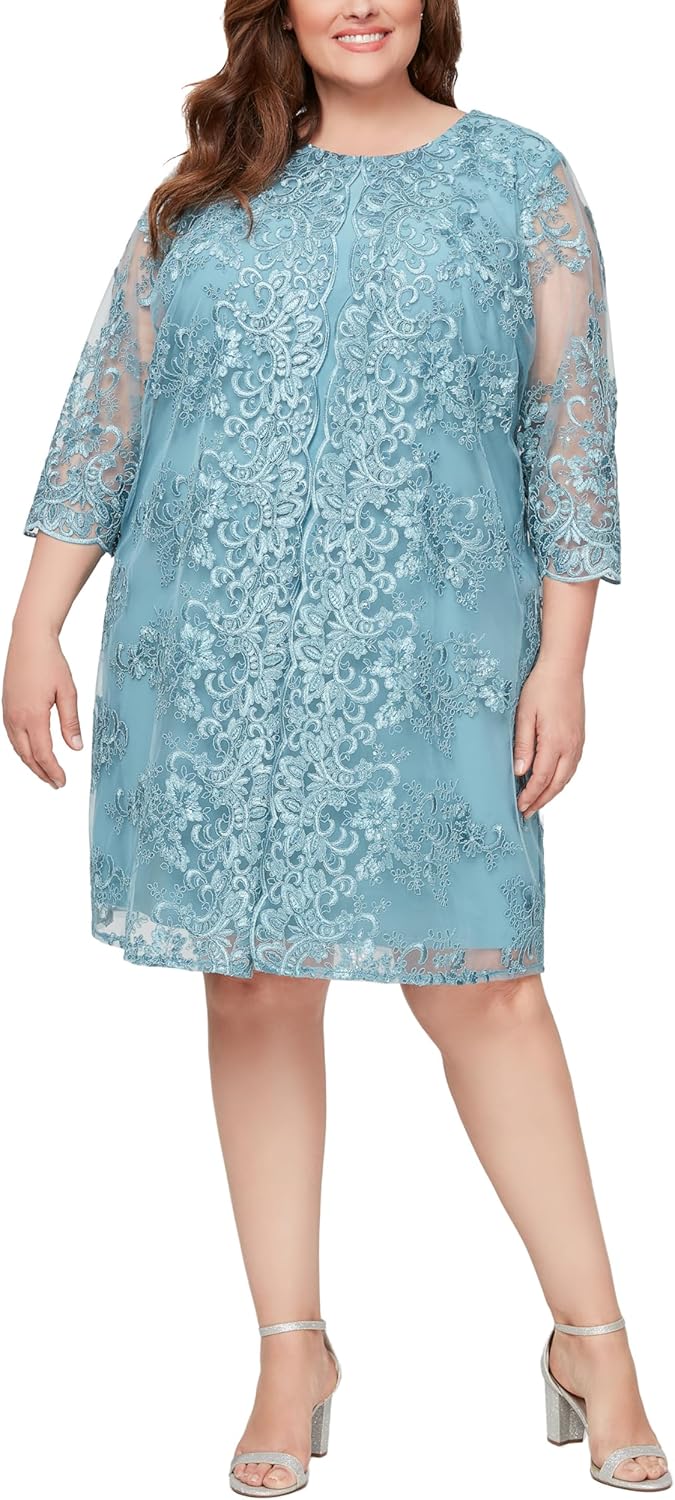 Alex Evenings Women's Plus Size Midi Scoop Neck Shift Dress with Jacket - Image 13