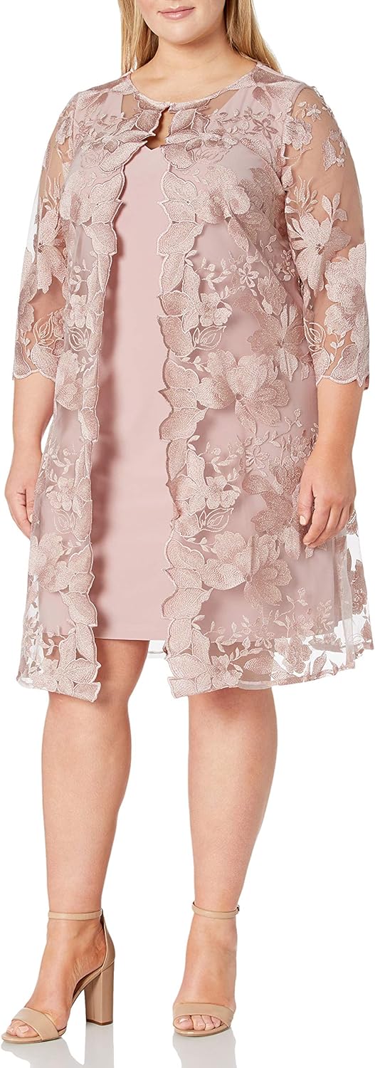 Alex Evenings Women's Plus Size Midi Scoop Neck Shift Dress with Jacket - Image 16