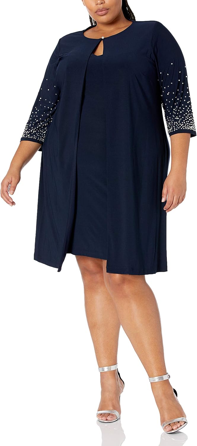 Alex Evenings Women's Plus Size Midi Scoop Neck Shift Dress with Jacket - Image 5
