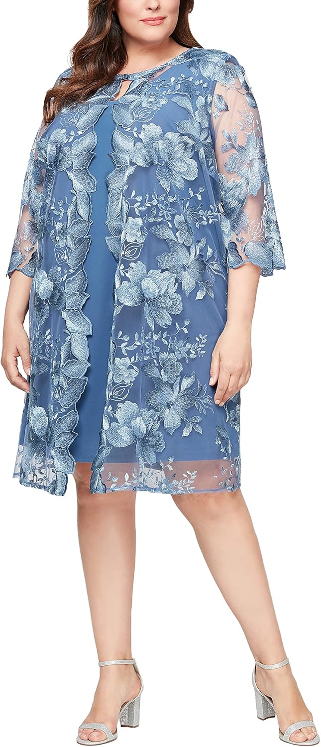 Alex Evenings Women's Plus Size Midi Scoop Neck Shift Dress with Jacket - Image 10