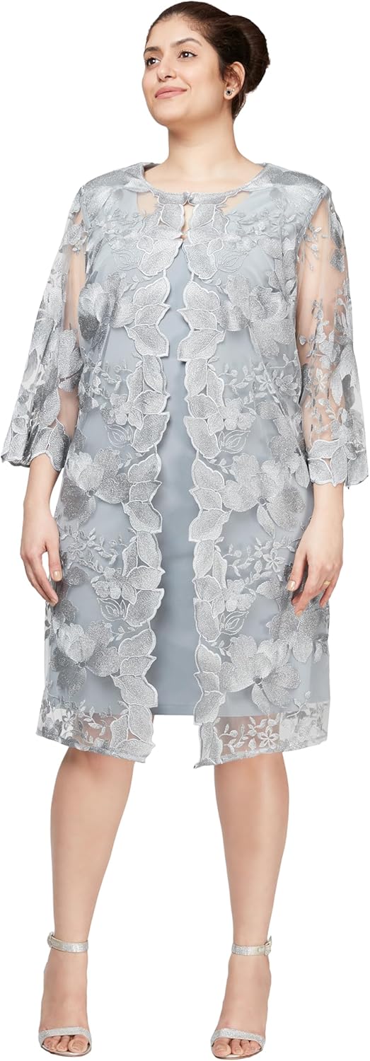 Alex Evenings Women's Plus Size Midi Scoop Neck Shift Dress with Jacket - Image 14