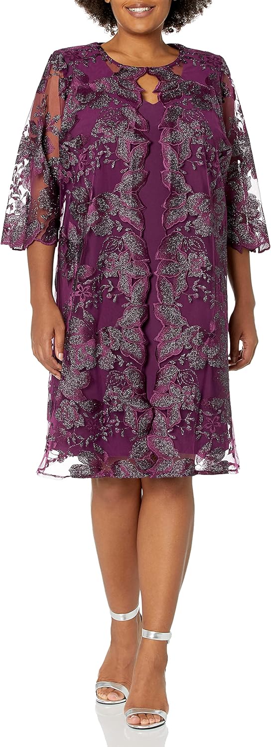 Alex Evenings Women's Plus Size Midi Scoop Neck Shift Dress with Jacket - Image 8