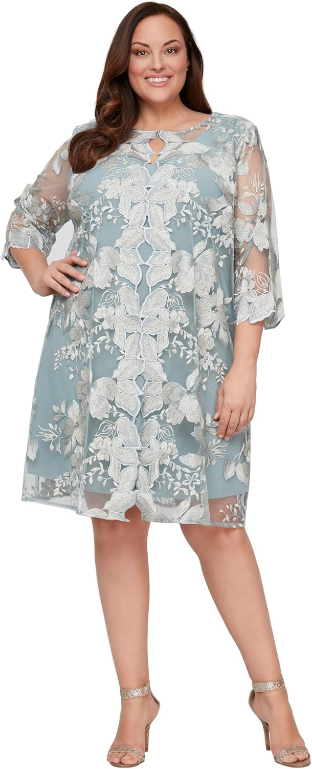 Alex Evenings Women's Plus Size Midi Scoop Neck Shift Dress with Jacket - Image 7