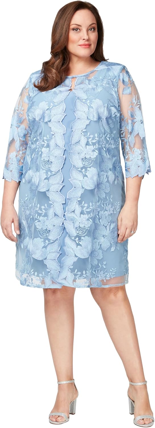 Alex Evenings Women's Plus Size Midi Scoop Neck Shift Dress with Jacket - Image 17