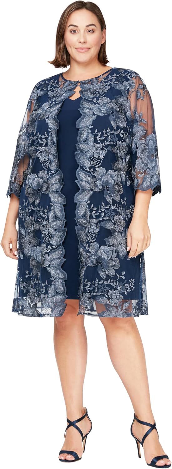 Alex Evenings Women's Plus Size Midi Scoop Neck Shift Dress with Jacket - Image 11