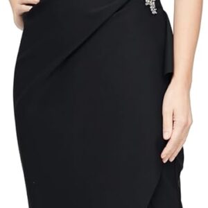 Alex Evenings womens Slimming Long Side Ruched Mother of the Bride Dress W\/ Cascade Ruffle Skirt (Petite and Regular Sizes)