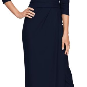 Alex Evenings Women's Slimming Long ¾ Sleeve Side-Ruched Dress-Elegant Compression Fabrication for a Flattering Fit