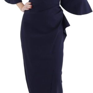 Alex Evenings Women's Slimming Long ¾ Sleeve Side-Ruched Dress