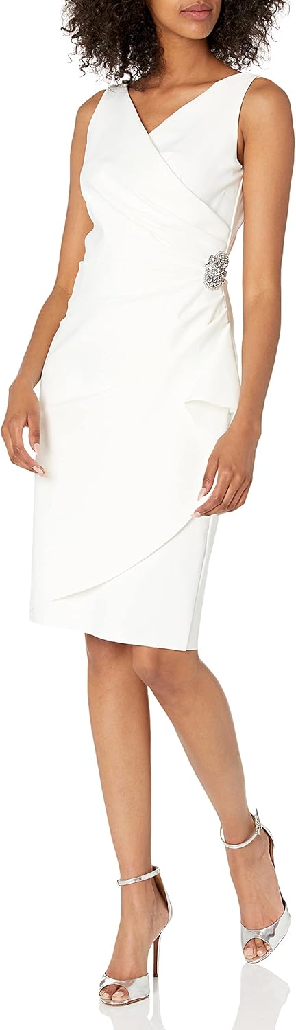 Alex Evenings Women's Slimming Short Ruched Dress with Ruffle (Petite and Regular) - Image 21