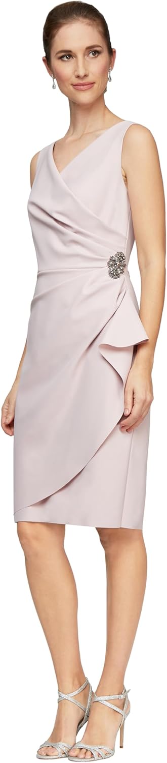 Alex Evenings Women's Slimming Short Ruched Dress with Ruffle (Petite and Regular) - Image 12