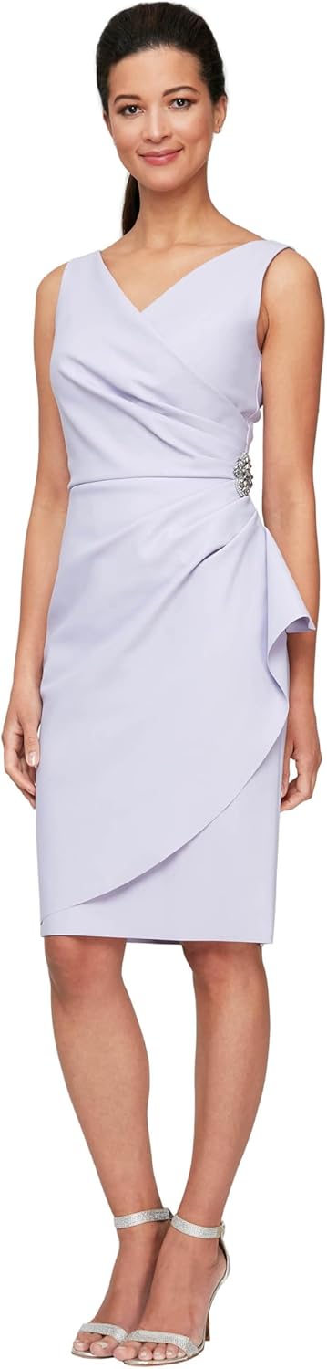 Alex Evenings Women's Slimming Short Ruched Dress with Ruffle (Petite and Regular) - Image 14