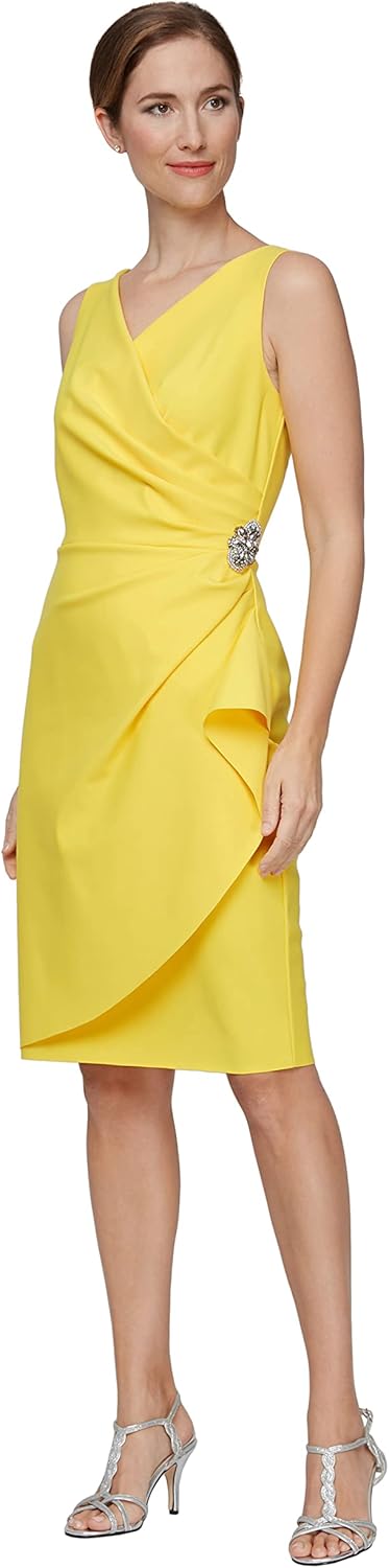 Alex Evenings Women's Slimming Short Ruched Dress with Ruffle (Petite and Regular) - Image 20