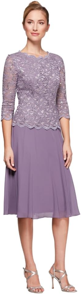 Alex Evenings Women's Tea Length Embroidered Bodice Mother of The Bride Gown, Wedding Guest Dress (Petite and Regular Sizes) - Image 9