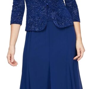 Alex Evenings Women's Tea Length Jacket Dress, Perfect for Weddings, Formal Events (Petite and Regular Sizes)