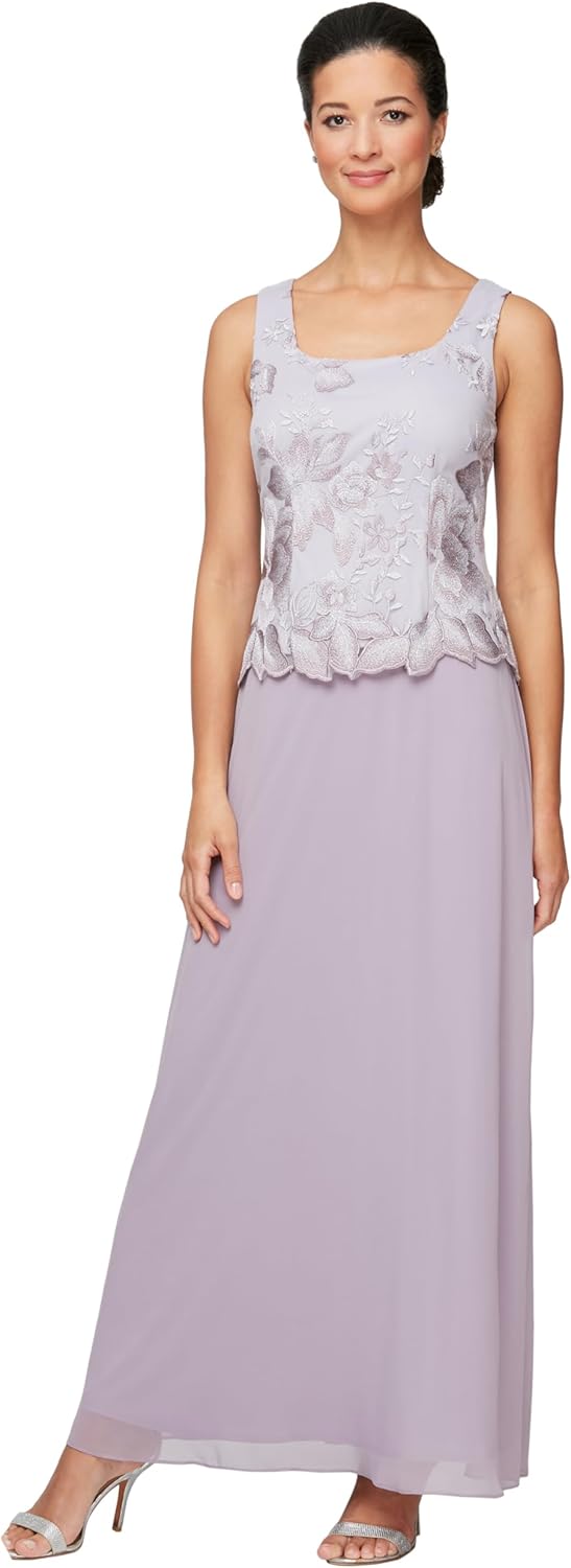 Alex Evenings Women's Two Piece Tea Length Mock Lace Jacket Dress (Petite and Regular Sizes) - Image 2